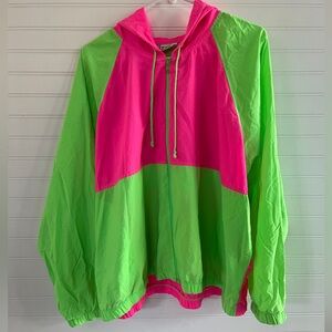 Vintage 1980’s Neon Pink and Green Citrus Surfwear Hooded Windbreaker